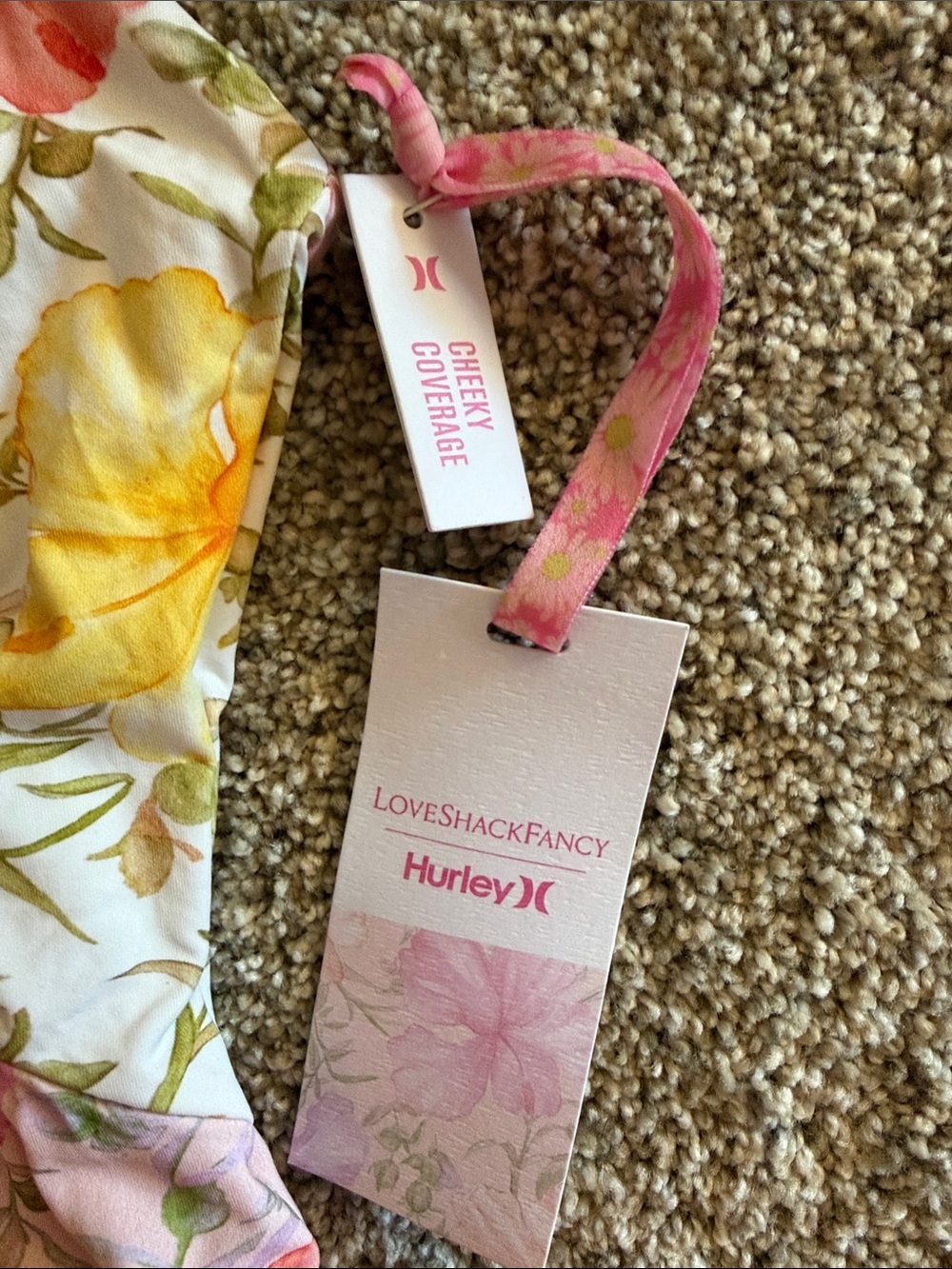 LoveShackFancy x Hurley Hibiscus Cheeky One-Piece Swimsuit, Small, NWT - Picture 4 of 11